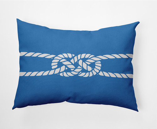 14" x 20" Blue and White Rectangular Outdoor Throw Pillow with Knot Design
