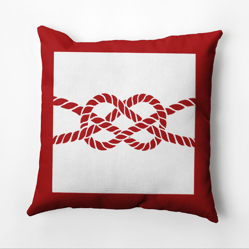 18" x 18" Red and White Nautical Knot Outdoor Throw Pillow
