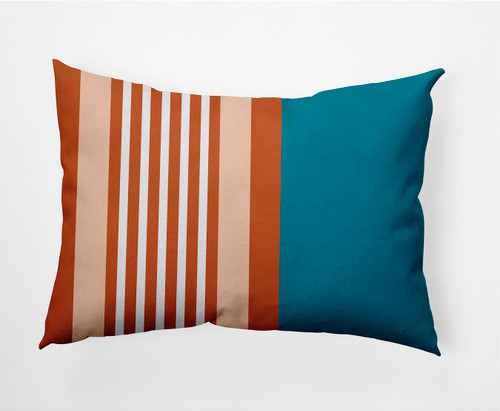 14" x 20" Blue and Orange Beach Shack Outdoor Throw Pillow