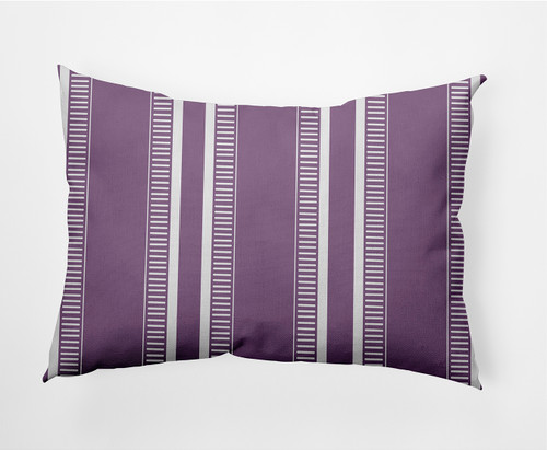 14" x 20" Purple and White Dashing Stripe Outdoor Throw Pillow