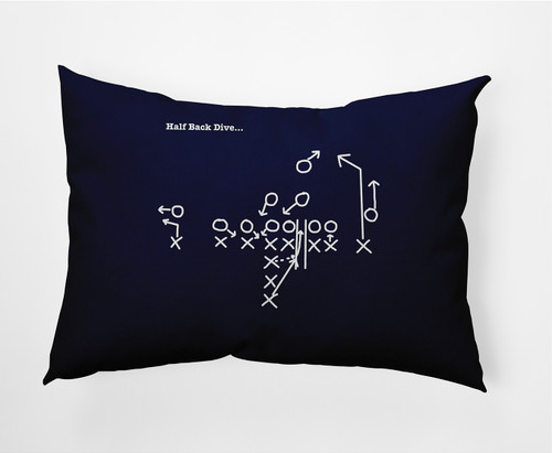 14" x 20" Blue and White "Half Back Dive..." Rectangular Outdoor Throw Pillow