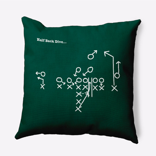 20" x 20" Green and White "Half Back Dive..." Square Outdoor Throw Pillow