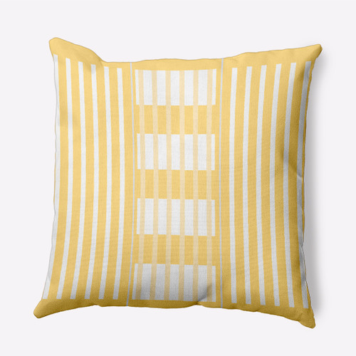 16" Lemon Yellow Beach Blanket Stripe Outdoor Throw Pillow - Down Alternative Filler