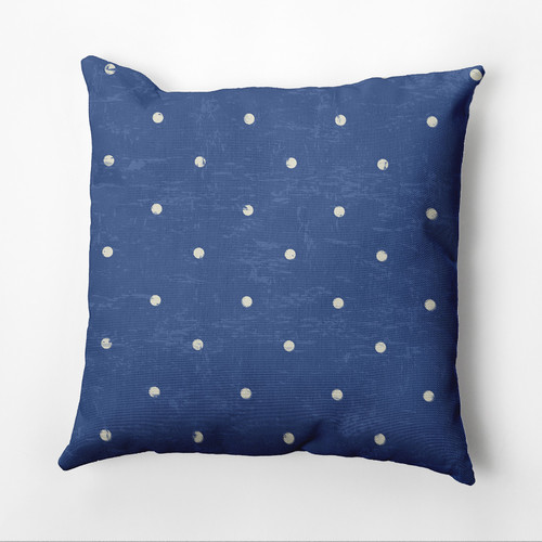 16" x 16" Blue and White Polka Dots Square Outdoor Throw Pillow