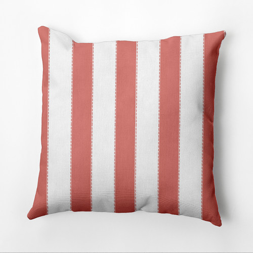 16" x 16" Orange and White Perfect Stripe Outdoor Throw Pillow