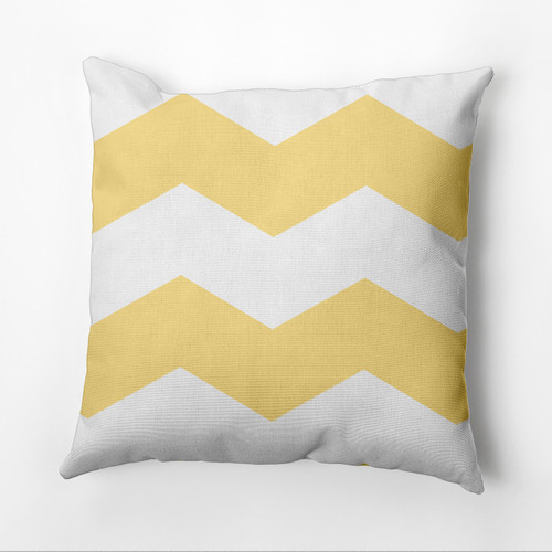 16" x 16" Yellow and White Bold Chevron Outdoor Throw Pillow