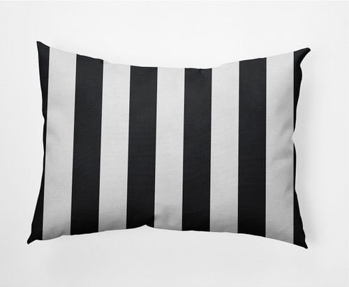 14" x 20" Gray and White Rugby Stripe Outdoor Throw Pillow