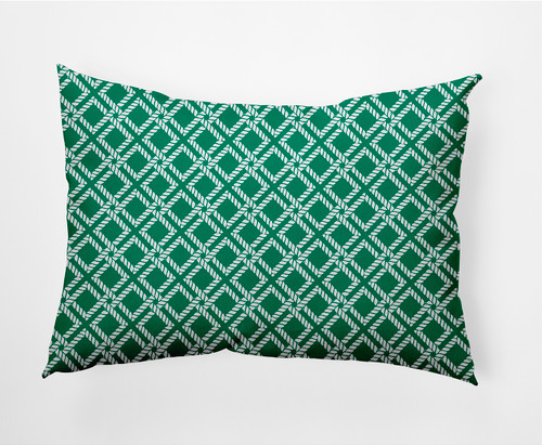 14" x 20" Green and White Rope Rigging Outdoor Throw Pillow