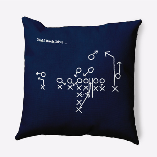 20" x 20" Blue and White "Half Back Dive..." Square Outdoor Throw Pillow