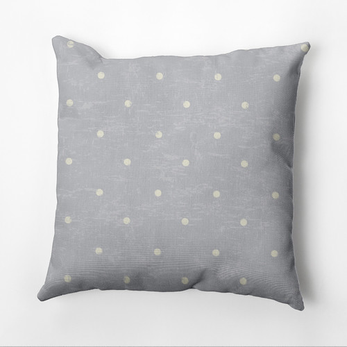 18" x 18" Gray and White Polka Dots Outdoor Throw Pillow