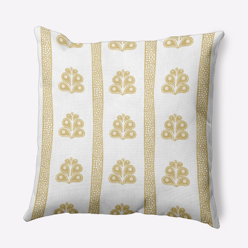 16" x 16" White and Yellow Wacky Stripe Outdoor Throw Pillow