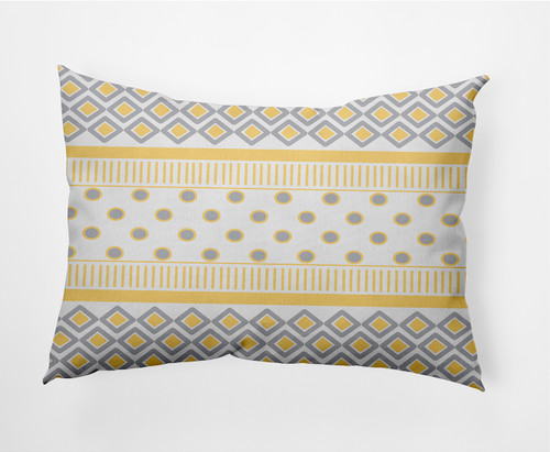 14" x 20" Yellow and Gray Scrambled Prints Outdoor Throw Pillow