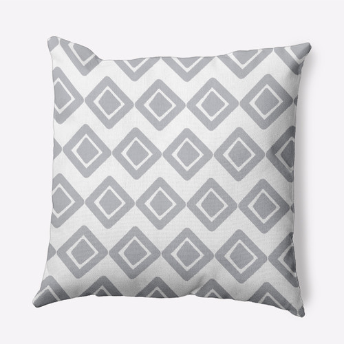 20" x 20" Gray and White Diamond Jive Square Outdoor Throw Pillow