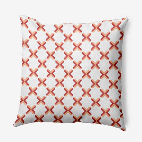 20" x 20" Orange and White Crisscross Outdoor Throw Pillow
