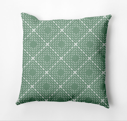 20" x 20" Green and White Dots and Dashes Outdoor Throw Pillow