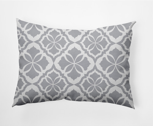 14" x 20" Gray and White Ceylon Rectangular Outdoor Throw Pillow