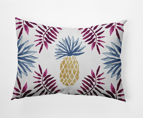 14" x 20" Jam Purple Pineapple Geometric Tropical Outdoor Throw Pillow - Down Alternative Filler