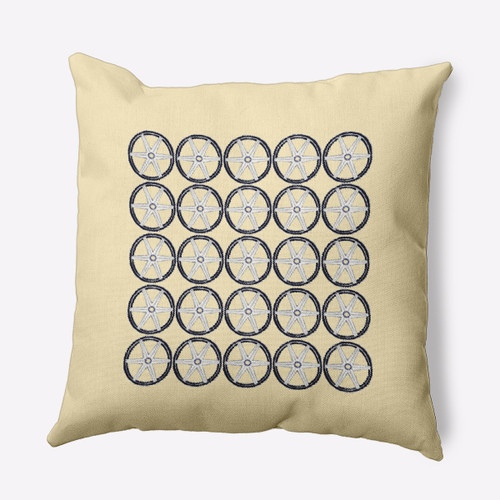 18" x 18" Yellow and White Nautical Geo Outdoor Throw Pillow