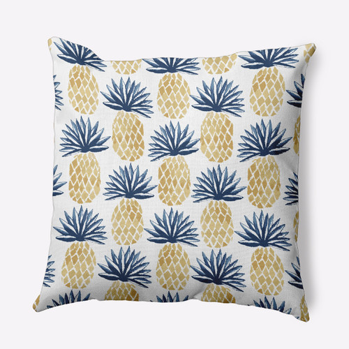 20" x 20" Yellow and Blue Pineapple Outdoor Throw Pillow