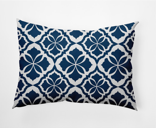 Ceylon Outdoor Throw Pillow - 20" - Navy Blue and White
