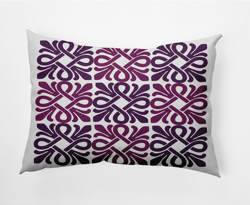 14" x 20" Purple and White Tiki Rectangular Outdoor Throw Pillow