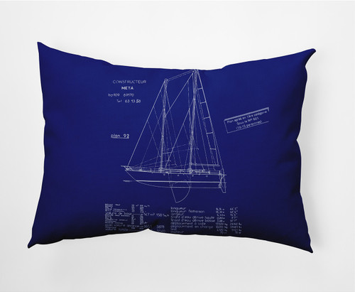 14" x 20" Blue and White Sail Plan Rectangular Outdoor Throw Pillow