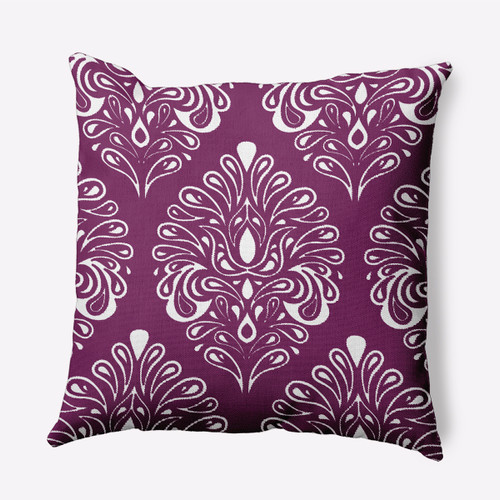 18" x 18" Purple and White Veranda Square Outdoor Throw Pillow