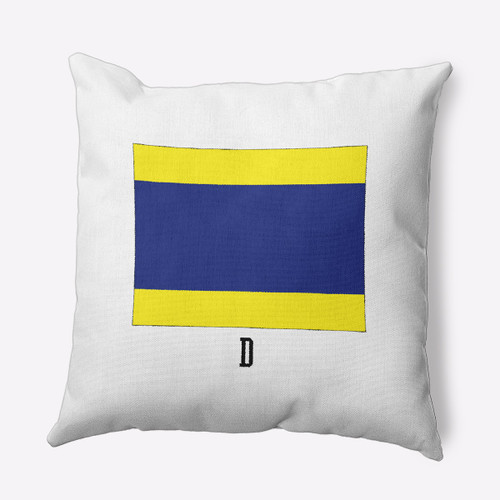 18" x 18" Blue and Yellow Letter D Outdoor Throw Pillow