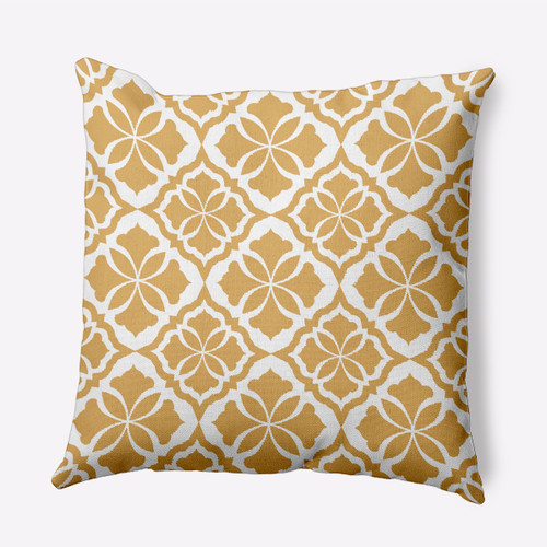 16" x 16" Yellow and White Ceylon Square Outdoor Throw Pillow