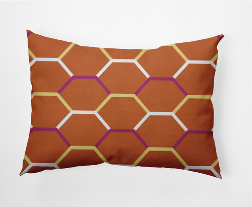 14" x 20" Orange and Yellow Honeycomb Hex Rectangular Outdoor Throw Pillow