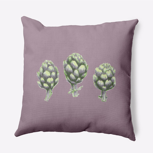 18" x 18" Purple and Green Artichoke Throw Pillow