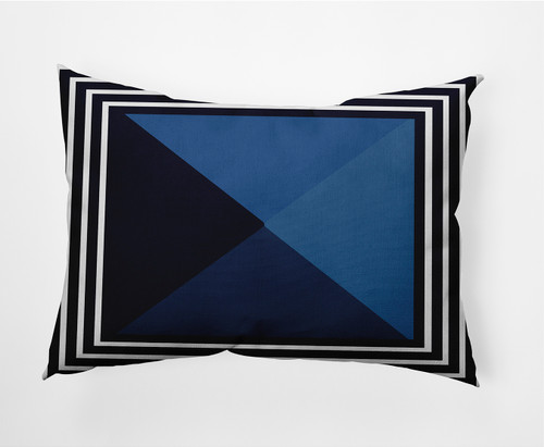 14" x 20" Blue and White Nautical Angles Rectangular Outdoor Throw Pillow