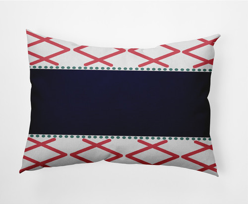 14" x 20" Blue and Orange Knot Fancy Rectangular Outdoor Throw Pillow