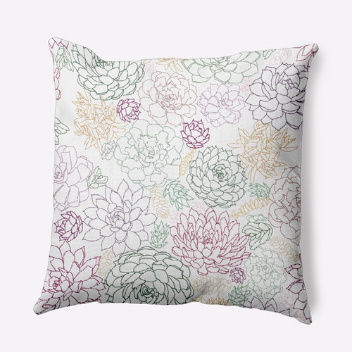 16" x 16" Purple and White Opal Floral Square Throw Pillow