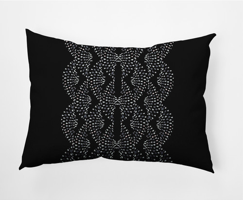 14" x 20" Black and White Dotted Focus Rectangular Outdoor Throw Pillow