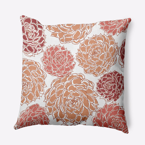 20" x 20" Orange and White Olivia Floral Square Throw Pillow