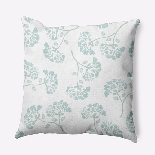 20" x 20" Green and Gray Opal Floral Square Throw Pillow