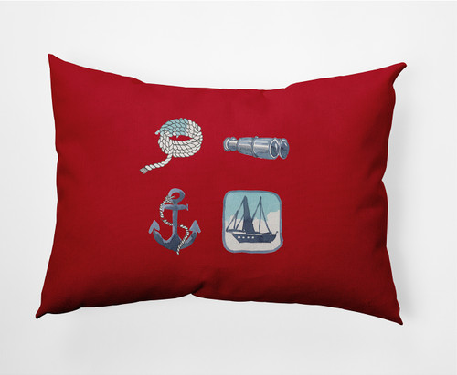 14" x 20" Red and Blue Sea Tools Rectangular Outdoor Throw Pillow