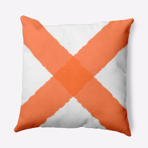 20" x 20" Orange and White X Mark Square Outdoor Throw Pillow
