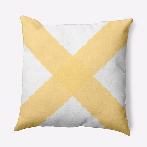 18" x 18" Yellow and White X Marks Outdoor Throw Pillow