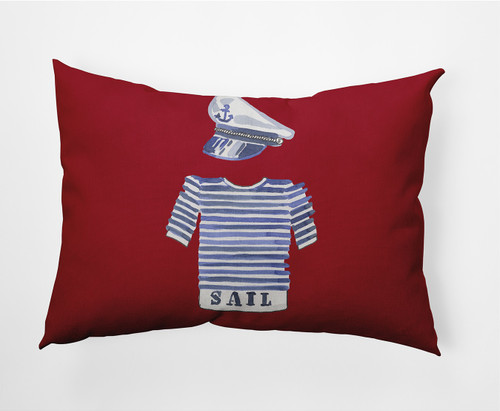 14" x 20" Red and Blue Captain Uniform Rectangular Outdoor Throw Pillow