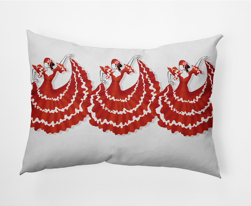 14" x 20" Orange and White Cuban Dancers Rectangular Outdoor Throw Pillow