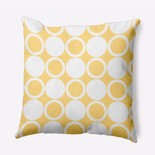20" x 20" Yellow and White Small Mod Circles Outdoor Throw Pillow