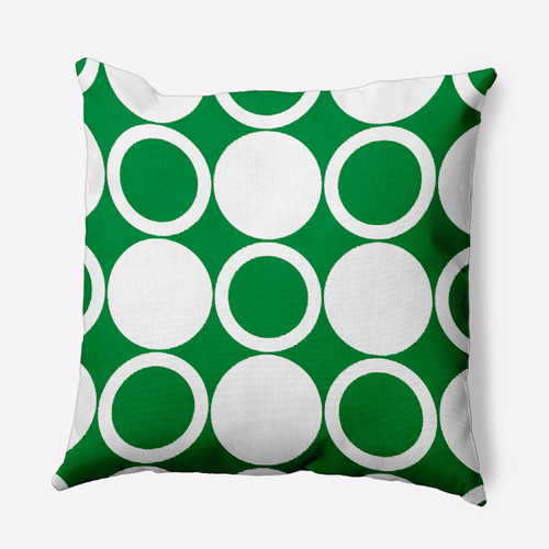 20" x 20" White and Green Mod Circles Outdoor Throw Pillow