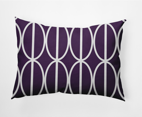 14" x 20" Purple and White Oval and Stripe Rectangular Outdoor Throw Pillow