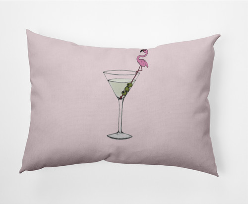 14" x 20" Pink and White Martini Outdoor Throw Pillow