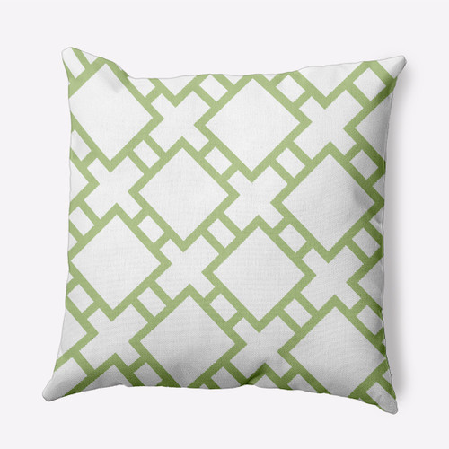 16" x 16" Green and White Square in St Louis Outdoor Throw Pillow