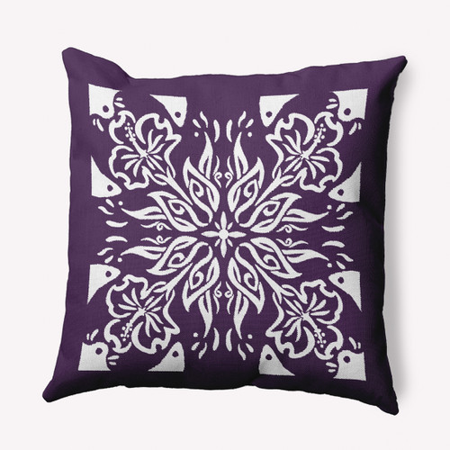18" x 18" Purple and White Geometric Square Outdoor Throw Pillow