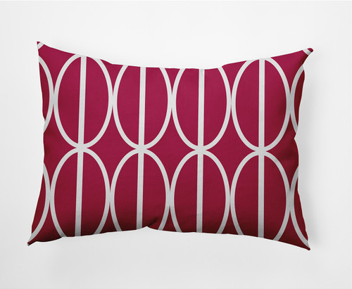 14" x 20" Pink and White Oval and Stripe Rectangular Outdoor Throw Pillow