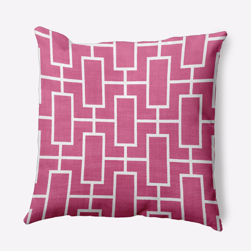 20" x 20" Pink and White Lattice Outdoor Throw Pillow